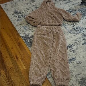 No Boundaries Cozy Tan Hooded Loungewear Set